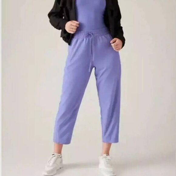 Athleta Size 10 NWOT Womens Arrival Straight Leg Ankle Lounge Pants Adonis Blue - Picture 1 of 11